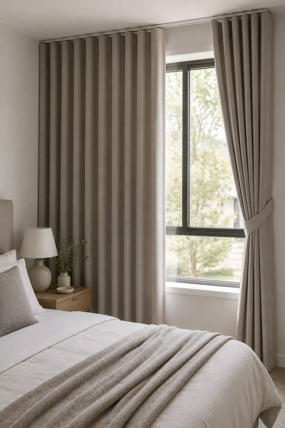Blockout curtains in a bedroom
